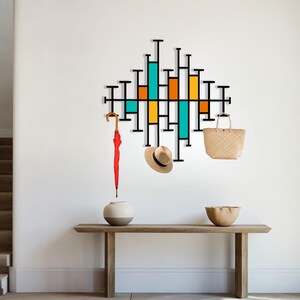 Extra Large Abstract Coat Rack Metal Wall Hanger, Metal Wall Hanger ...