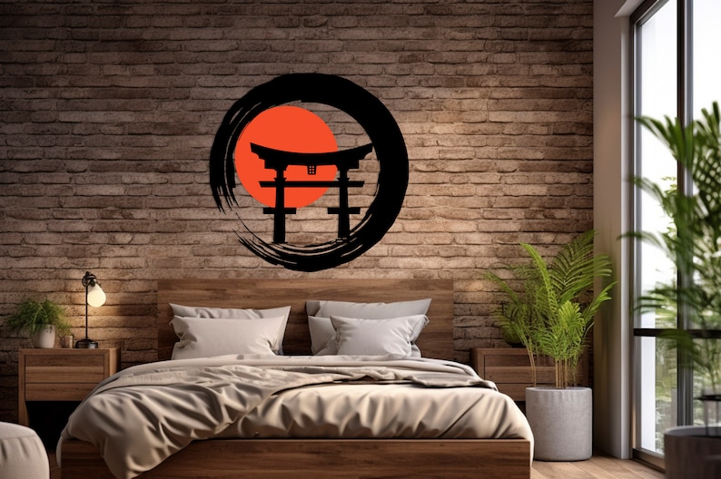 Tori Gate Metal Wall Art: Japanese Bonsai Tree Enso Design - Etsy