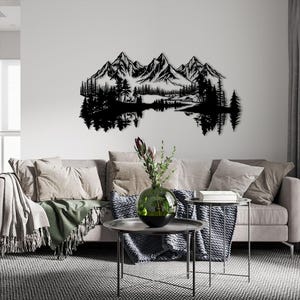 Mountain Forest Silhouette Metal Wall Art: Nature Decor Gift image 5