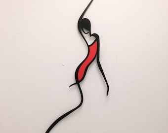Colorful Dance Metal Wall Art: Tango Line Art Decor