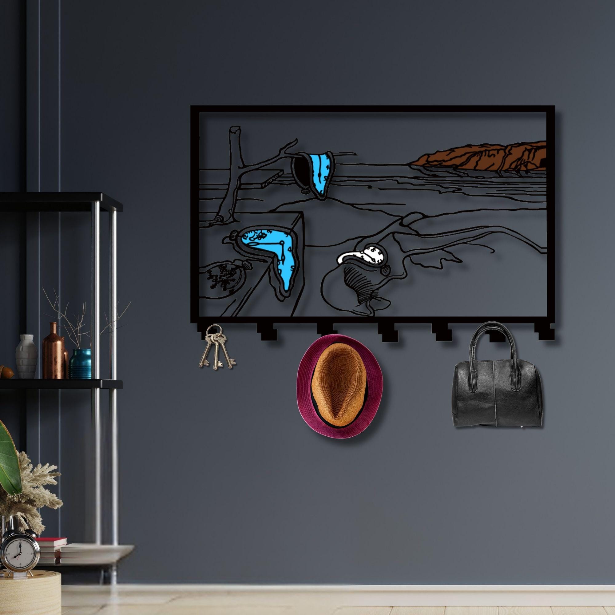 Salvador Dali Melting Clock Metal Coat Rack, Surrealist Key Holder ...