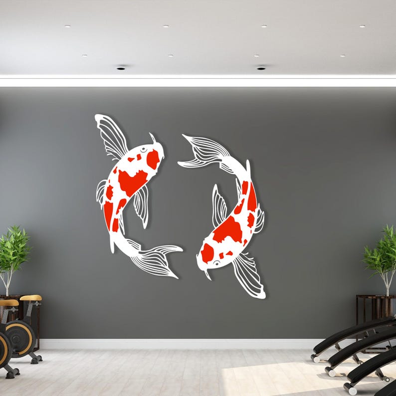 Koi Fish Metal Wall Art: Japanese Feng Shui Decor - Etsy Canada