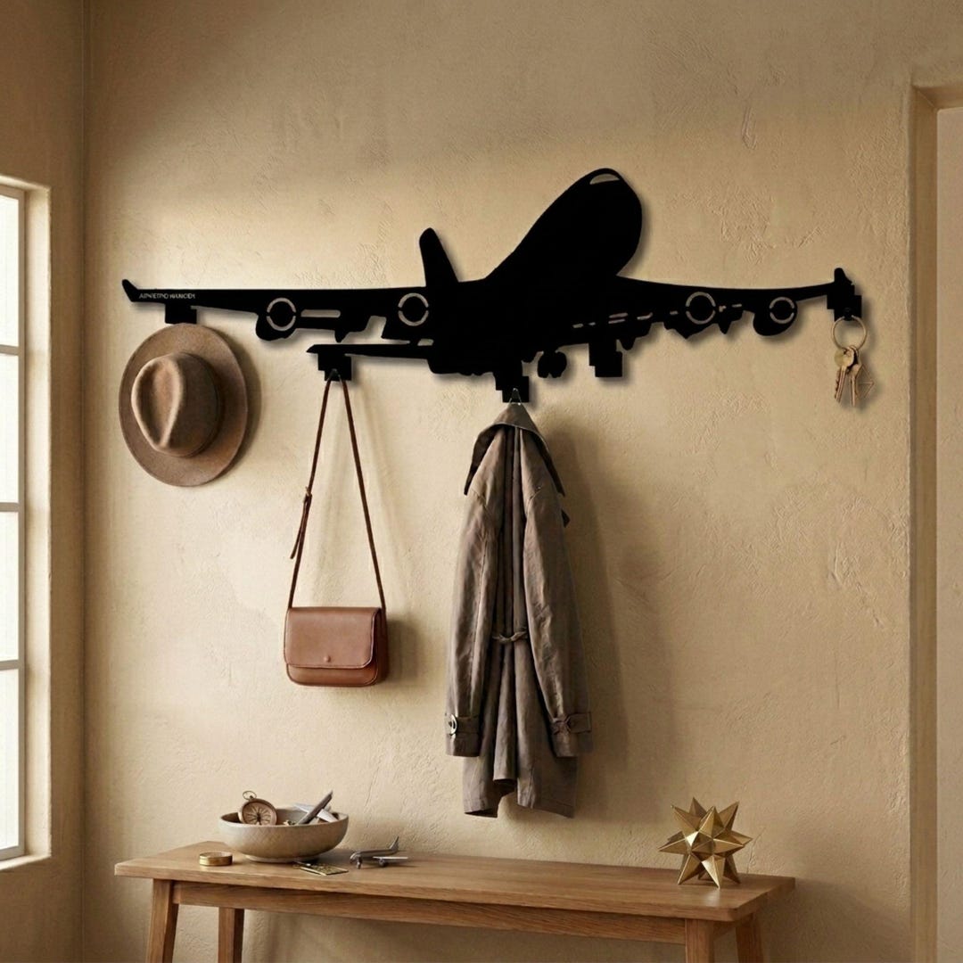 Airplane Wall Mounted Coat Rack, Metal Aircraft Key Holder, Aviation ...