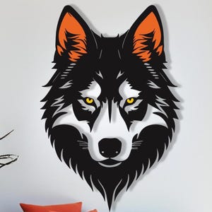 Colorful Wolf Head Metal Wall Art: Modern Home Decor