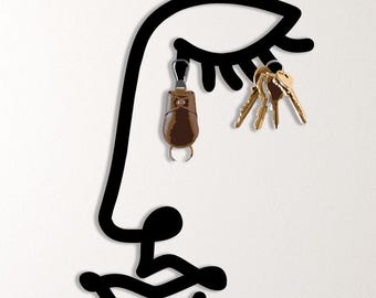 Picasso Metal Key Hanger, Abstract Wall Art, Housewarming Gift