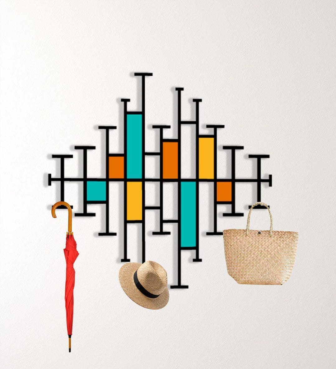 Extra Large Abstract Coat Rack Metal Wall Hanger, Metal Wall Hanger ...