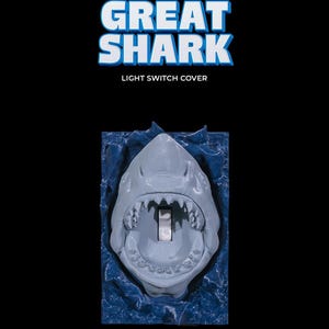 Couvercle d’interrupteur de lumière de tête de grand requin blanc | Conception unique de couvercle à bascule de lumière de créature marine
