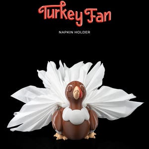 Portatovaglioli a ventaglio di Turchia | Stampato in 3D | Simpatico porta fazzoletti di tacchino | Portatovaglioli decorativo a forma di uccello per la decorazione del tavolo della cucina