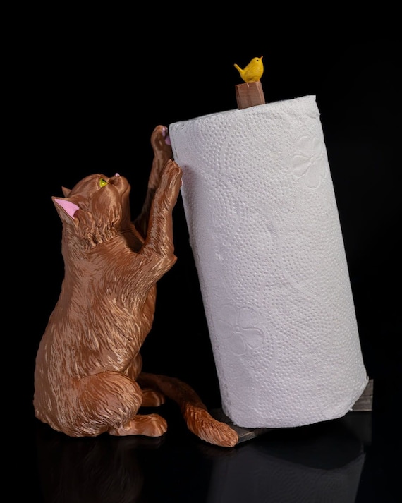Whimsical Cat Paper Towel Holder | Modern 3D Printed Kitchen Decor | Custom Color | Modern