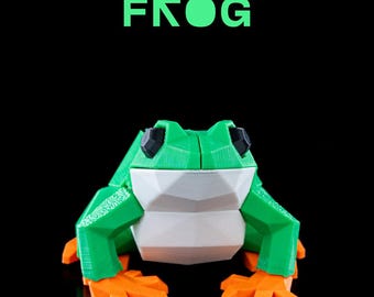 Quebra-cabeça magnético de sapo Low Poly | Impresso em 3D | Brinquedo sensorial | Quebra-cabeça Sapo | Animal