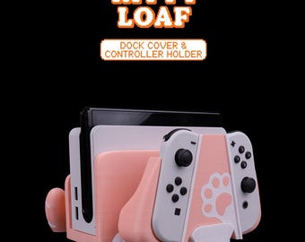 Kitty Loaf Dock Cover & Controller Holder | 3D Printed | Gadgets | Video Game Accessories | Switch OLED Dock Cover | Customizable Colors