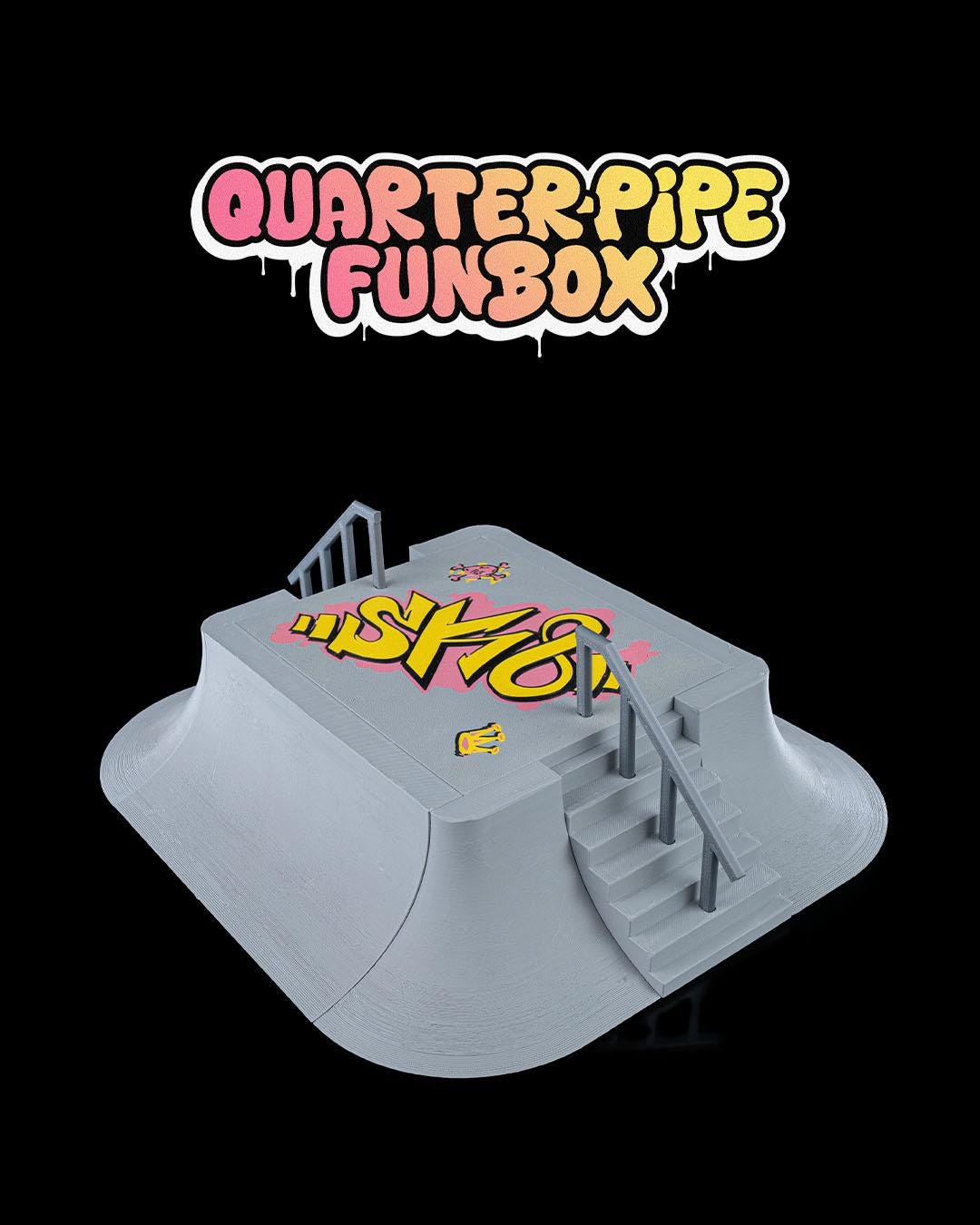 Quarter Pipe Funbox Skate Park: um mini paraíso do skate | Impresso em 3D | Parque de skate de dedo | SK8