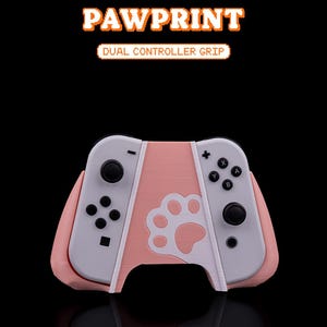 Pawprint - Poignée pour double contrôleur | Imprimé en 3D | Support pour double manette Joy-Con | Gadgets | Accessoires pour joueurs | Support de contrôleur Switch OLED