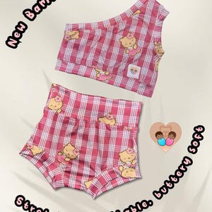 Baby One Shoulder Cropped Tank and High Waisted Bummies  - Hula HK Palaka