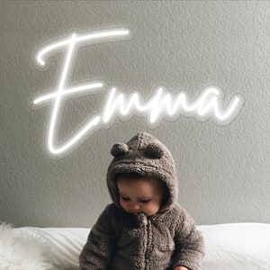 Luzes de neon led com nome de criança, placa de berçário de menina, decoração personalizada com letras de família para casal, luz de berço de menino personalizada para adolescentes, nome grande para quarto