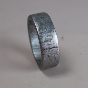 Unique iron meteorite(12 1/2US) Natural meteorite carving ring! Custom iron meteorite ring KC631