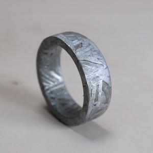Unique iron meteorite(11 1/2US) Natural meteorite carving ring! Custom iron meteorite ring KC691