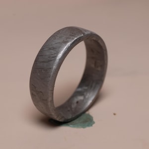 Unique iron meteorite(10 1/2US) Natural meteorite carving ring! Custom iron meteorite ring KC1257
