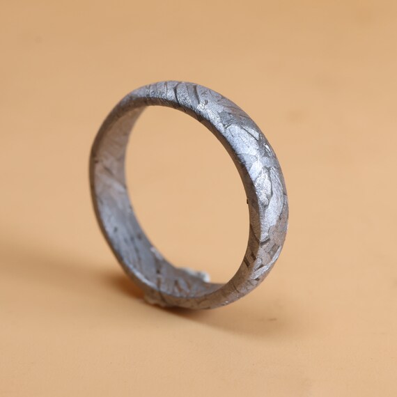 Muonionalusta Meteorite Ring: Carved Iron Band