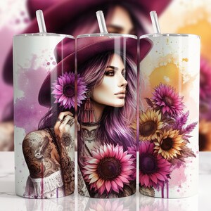 Boho Western 20oz Tumbler Wrap, Boho Tattoo women, Sublimation Design Templates, 20oz Straight png Digital Download png, Skinny Tumbler png