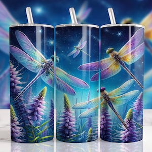 Dragonfly 20oz Tumbler Wrap, Sublimation Design Templates, 20oz Straight png, Digital Download png, Skinny Tumbler png