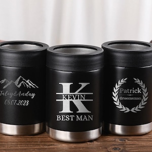 Personalisierter Dosenkühler,Trauzeugen Metall Dosenkühler,Bierhalter Graviert,Bachelor Party Geschenk für Ihn,Monogrammiert Dosenkühler,Trauzeugen Geschenk.