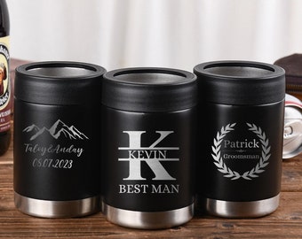 Personalized Can Cooler,Groomsmen Metal Can Cooler,Beer Holder Engraved,Bachelor Party Gift for him,Monogrammed Can Cooler,Groomsmen Gift.