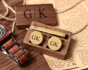 Gemelos grabados para padrinos de boda, juego de gemelos y pasador de corbata personalizados, regalos para padrinos de boda, gemelos para padrinos de boda, propuesta de matrimonio para padrinos de boda