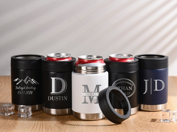Personalized Stainless Steel Beer Can Cooler Holder,Custom Engraved 12oz Can Tumblers,Groomsmen Gifts