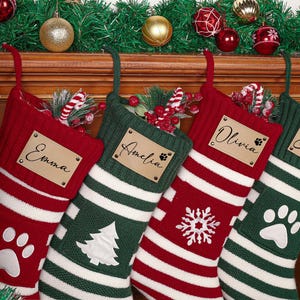 Personalized Family Christmas Stockings, Personalized Pet stockings, Xmas Stocking with Name, Dog Paw Stockings, Cat Stocking,Christmas Gift