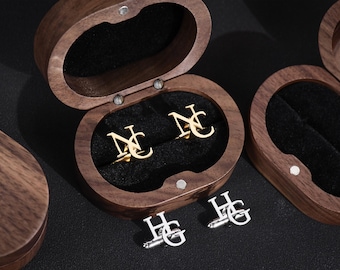 Gemelos con iniciales personalizadas, gemelos personalizados para padrinos de boda, regalos para padrinos de boda, propuesta de matrimonio, regalo para padrinos de boda, gemelos para padrinos de boda