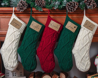 Personalized Family Christmas Stockings, 2026 Family Stockings With Name, Holiday Stockings, Engraved Knitted Stockings, Holiday Decor Gift