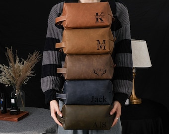 Neceser de cuero personalizado para hombre, regalo para padrinos de boda, neceser de cuero para hombre, propuesta de matrimonio, regalo de aniversario para él.