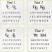 May include: Four different font styles are displayed with the alphabet in each style. The first font is a simple serif font. The second font is a more decorative serif font. The third font is a cursive font. The fourth font is a sans-serif font.