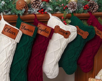 Personalized Family Christmas Stockings, 2025 Family Stockings With Name, Knitted Stockings, Holiday Stockings, Dog Stockings, Holiday Gift