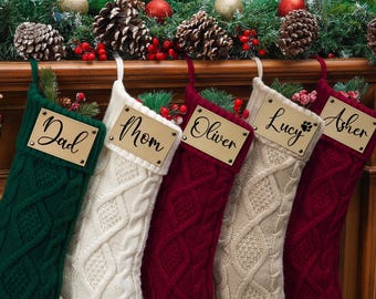 Medias navideñas personalizadas, medias tejidas con nombre (2025), medias navideñas familiares personalizadas, medias navideñas, regalo de decoración navideña