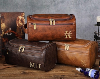 Neceser personalizado, regalo para padrinos de boda, neceser de cuero para él, neceser de viaje, neceser, regalo de Navidad para hombre.