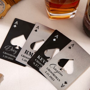 Regalo per lo sposo, apribottiglie asso di picche, apribottiglie con nome personalizzato, apribottiglie per birra inciso, proposta per lo sposo, regalo per il testimone