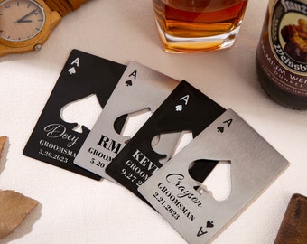 Regalo para padrinos de boda, abrebotellas de as de picas, abrebotellas con nombre personalizado, abrebotellas de cerveza grabado, propuesta de matrimonio, regalo para padrino de boda