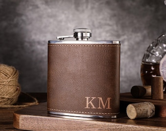Petaca de cuero personalizada para hombre, regalos para padrinos de boda, petaca de cuero personalizada para padrinos de boda, petaca para padrinos de boda, propuesta de matrimonio, regalo de boda