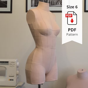 COVER. Sewing Pattern for Low Stretch Cover for Corset Dress Form  Size 6