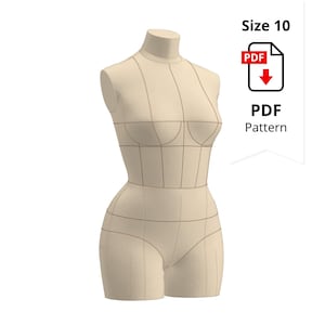 COVER. Sewing Pattern for Low Stretch Cover for Corset Dress Form  Size 10