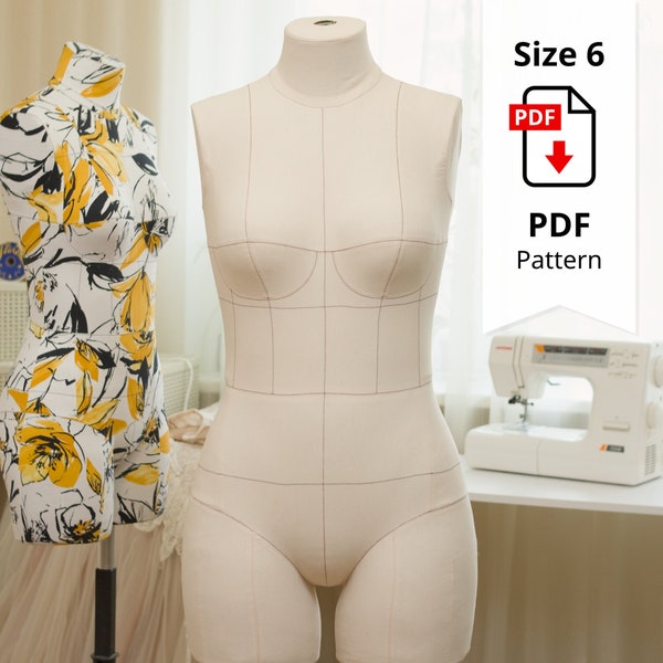 Standard Dress Form Cover Größe 6 PDF Schnittmuster