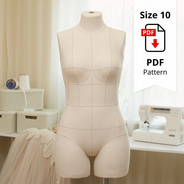 Standard Dress Form Torso Set Size 10 PDF Patterns With Cover Included