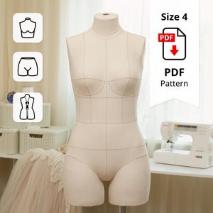 Patrón de costura para maniquí de talla 4 con funda incluida (parte superior, inferior y funda elástica baja)