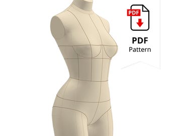 Sewing Pattern: Low Stretch Cover for Corset Dress Form (Size 8) (PDF Pattern)