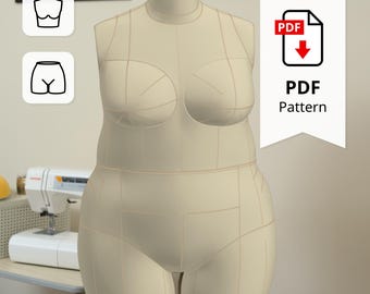 Sewing Pattern for Plus Size Dress Form Torso Set Size 22 (top + bottom)