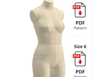 Sewing Pattern for Non-standard Dress Form Torso Set Size 8 - Size 4 (top + bottom)