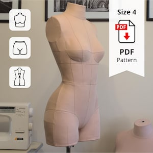 Corset Dress Form Sewing Pattern: Edwardian Torso, Size 4 (PDF Download)