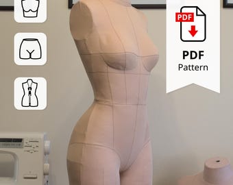 Corset Dress Form Sewing Pattern: Edwardian Torso, Size 4 (PDF Download)